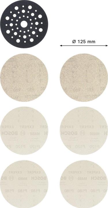 Bosch Professional Zubehör EXPERT M480 Starter-Set für Exzenterschleifer, 125 mm, 7-tlg. (80, 120, 180)
