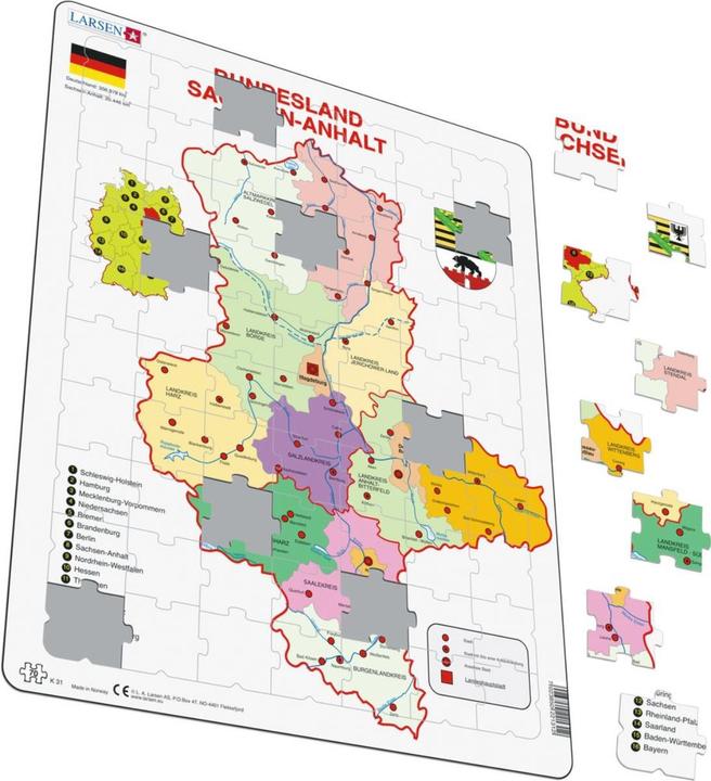 Actual product image Larsen Puzzle - Saxony-Anhalt (political)