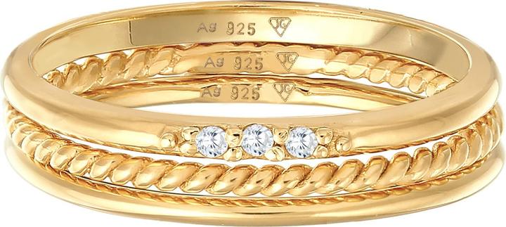 Image du produit Elli Bague en ruban, bague en cristal, ensemble de bagues (58, Argent 925)