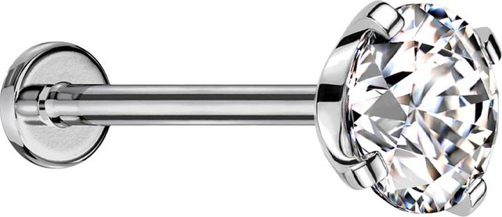 Produktbild Star Piercing Micro Threadless Labret silber mit Kristall silber gefasst (ohne Messing, Titan G23)