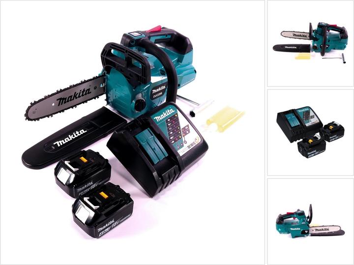 Produktbild Makita DUC 256 RM Akku Kettensäge 36 V ( 2x 18 V ) Brushless 25 cm + 2x Akku 4,0 Ah + Ladegerät (Akku Kettensäge)
