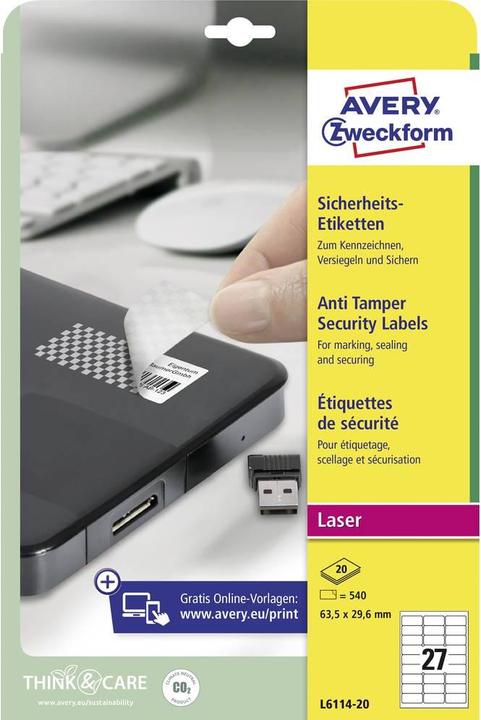 Image du produit Avery Étiquettes de sécurité