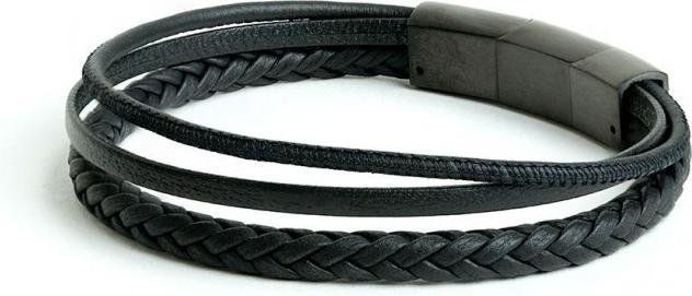 Produktbild Gemini ARMBAND - SCHWARZES LEDER - GRÖSSE XS-S 18+1 CM (19 cm, Nappaleder, Silber)