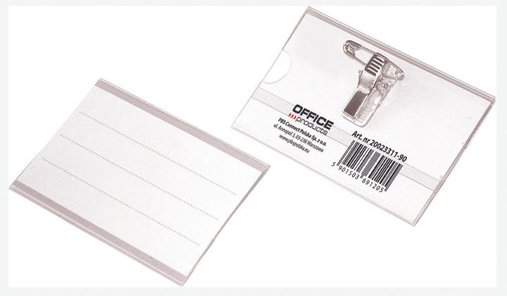 Produktbild Office Products Namensschild, mit clip und nadel, seitlich offen, weich, transparent