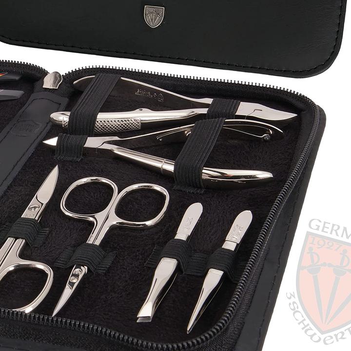 Actual product image Kellermann Germany Manicure Set Nail Set Cinisello 16pcs Genuine Leather Black