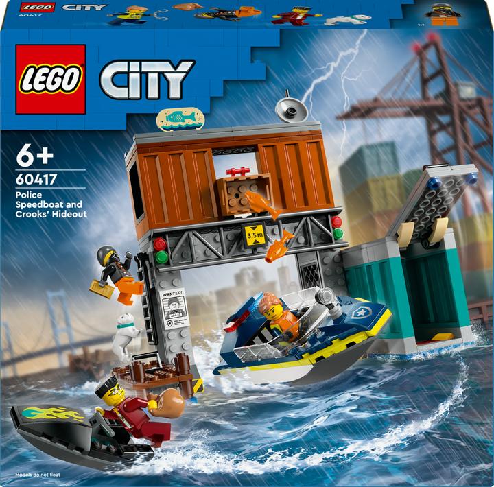 Actual product image LEGO Police Speedboat and Crooks' Hideout (60417, LEGO City)