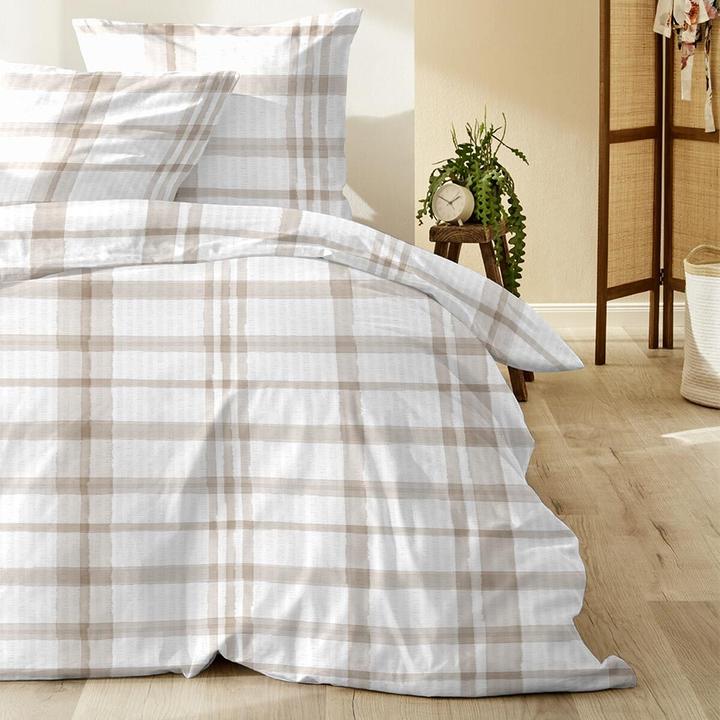 Produktbild Enrico Coss Baumwoll Seersucker Bettwäsche Lexington beige (Bettwäsche Set, 155x220 cm + 80x80 cm)