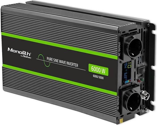 Image du produit Qoltec Przetwornica napięcia Monolith | 3000W | 6000W | 24V na 230V | Czysty Sinus | LCD