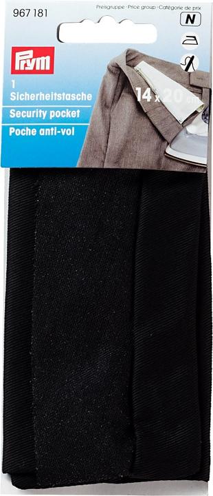 Image du produit Prym Pochette de sécurité avec fermeture éclair, noire 14 x 20 cm, carte