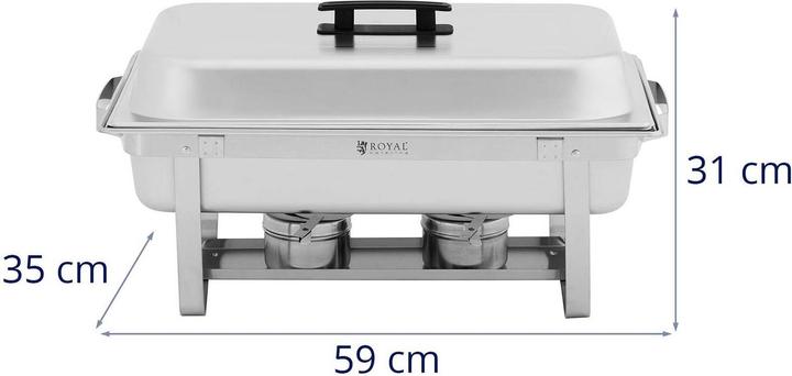 Produktbild Royal Catering Chafing Dish Warmhaltebehälter Rechaud 9 l 2 Brennstoffhalter 500 x 300 x 60 mm