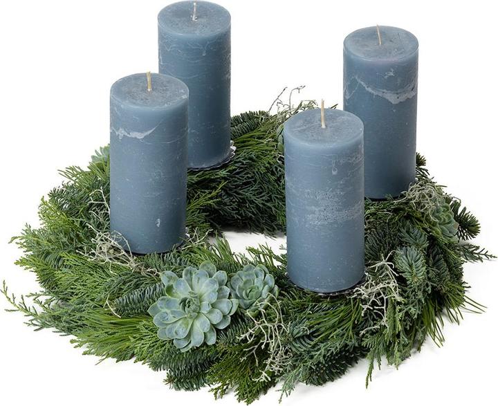VEG and the City Advent wreath with echeveria approx. 40 cm - candles ash blue (40 cm)