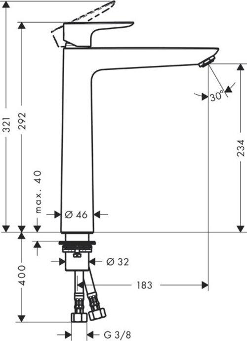 Actual product image hansgrohe Talis E pedestal washbasin mixer chrome (71717000)
