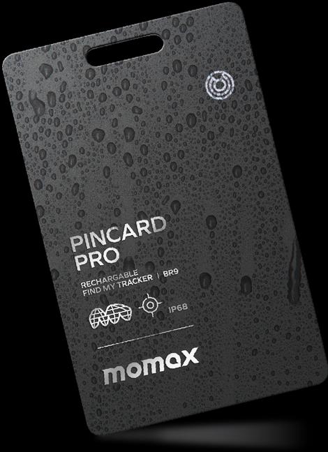 Actual product image Momax PinCard Pro Rechargeable Find My Tracker