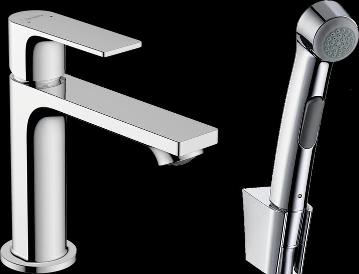 Produktbild hansgrohe Rebris E Einhebel-Waschtischarmatur 110 mit Bidette Duschkopf und Duschschlauch 160 cm ohne Ablaufga