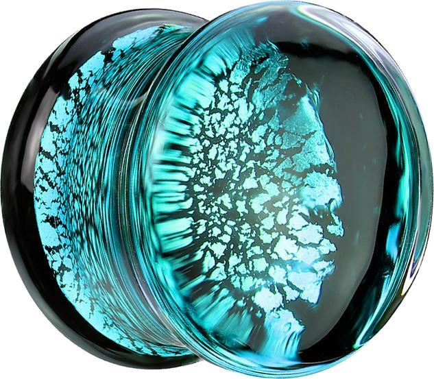 Produktbild Star Piercing Flared Plug gesplittert blau (Glas, ohne Messing)