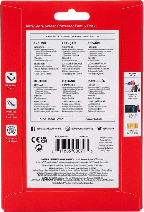 Actual product image PowerA Anti-Glare Screen Protector (Switch, Switch OLED, Switch Lite)
