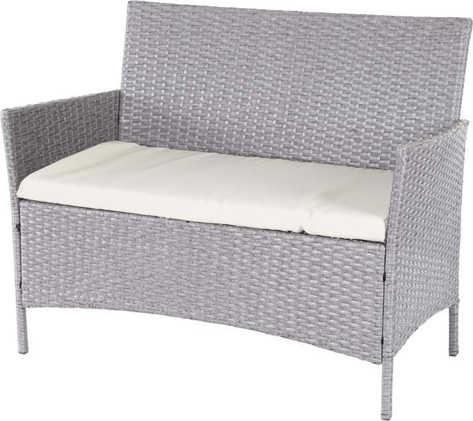 Produktbild Swisshandel24 3-2-1-1 Poly-Rattan Garten-Garnitur Halden, Sitzgruppe - grau, Kissen creme
