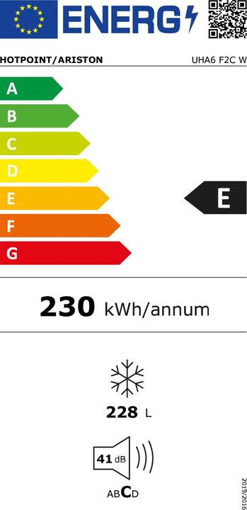 Energy Label Hotpoint UHA6 F2C W Upright Freezer 228 (Stand-alone, 228 l)