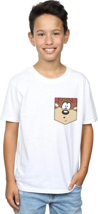 Immagine prodotto Looney Tunes Tasmanian Devil Face Faux Pocket Maglietta Ragazzi (152, 158)