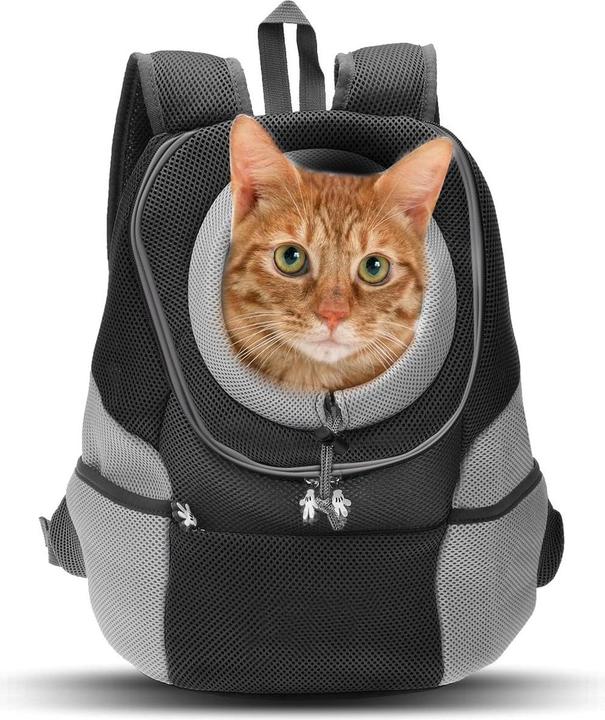 Produktbild Petcute Rucksack für Haustiere (M, bis 2.7kg, Schwarz) (Katze, Reflektoren, Komplett zu öffnen, Waschmaschinenfest)