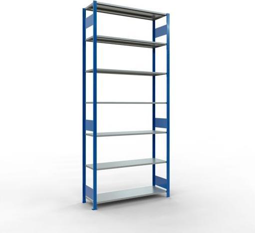 Sistema di scaffalature di base senza viti MULTIplus150 con ripiani di lunghezza