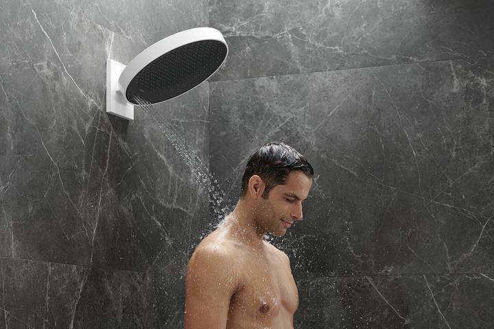 Produktbild hansgrohe Rainfinity 3jet Kopfbrause mit Brausearm : Farbe - Matt White (3 Strahlarten, 28.10 l/min)