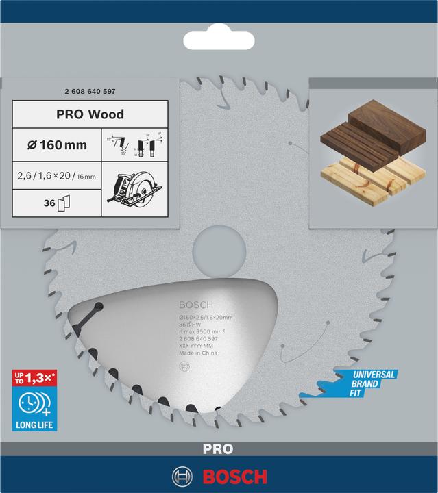 Produktbild Bosch Professional Zubehör PRO Wood Kreissägeblatt, 160 x 2.6 x 20 mm