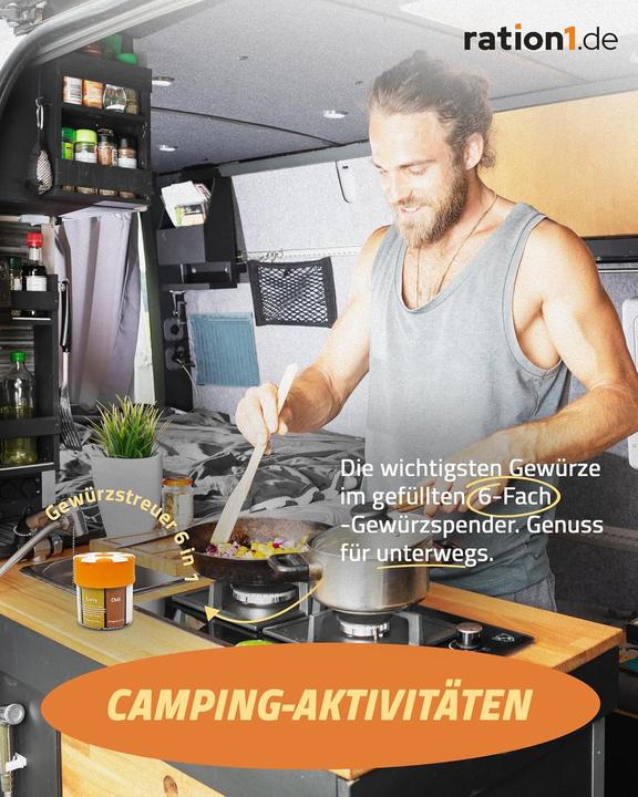 Produktbild Ration1.de 5er-Set Gewürzstreuer (Diverse Gewürze, Salz, Meersalz, Pfeffer, Chili, Muskatnuss, Kräuter)