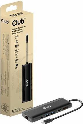 Actual product image Club 3D USB Gen 1 Type-C 8-in-1 MST Dual 4K60Hz Display Travel Dock - Dockingstation (CSV-1597) (USB-C)