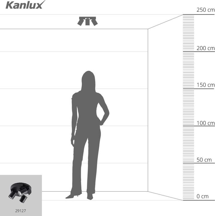 Produktbild Kanlux LAURIN 29127 Wand-Deckenleuchte 3x max. 35W GU10 schwarz (GU10)