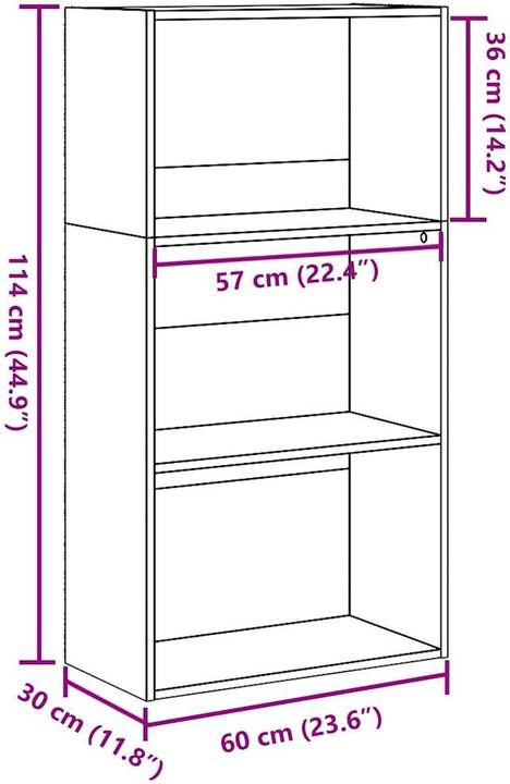 Immagine prodotto VidaXL Bücherregal Regal Standregal Büroregal Aufbewahrungsregal Räuchereiche (60 x 30 x 114 cm)