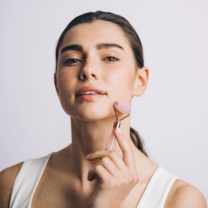 Actual product image JTI Face roller and Gua Sha stone - natural rose quartz
