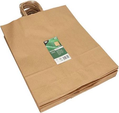 Actual product image Papstar Paper carrier bag, 400 x 320 x 120 mm, brown, made of kraft paper, 80 g/sqm, load capacity: 8 kg (Gift bag, 25 x)