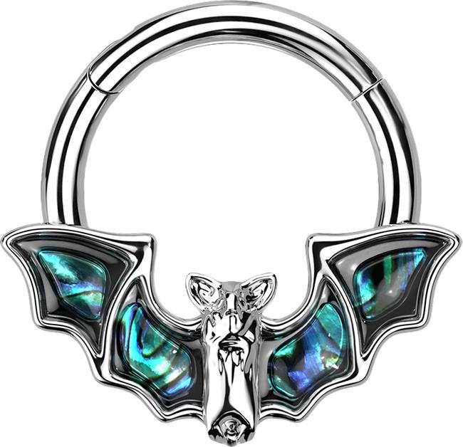 Image du produit Star Piercing Micro anneau segment pliable argent chauve-souris avec ormeau (Laiton, Acier chirurgical 316L)