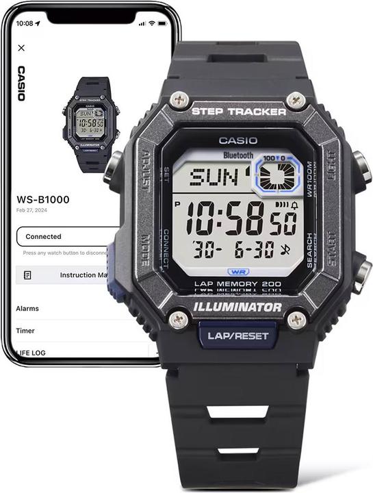 Actual product image Casio WS-B1000-1AVEF (Chronograph, 41 mm)