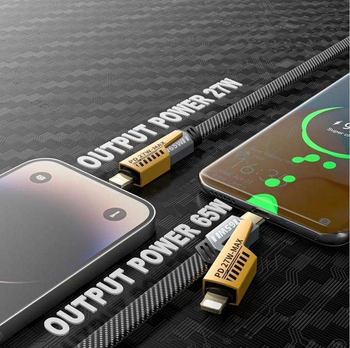 Image du produit Ven-Dens Câble 4 en 1 flexible et flip USB-C, Lightning, USB-A 65W, 27W PD 1.2m (USB 3.2 Gen 1)
