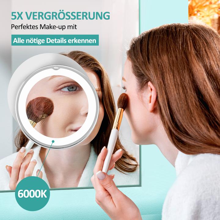 Produktbild Emke Kosmetikspiegel Mit Beleuchtung 5x VergrössErung, Starker Saugnapf, Blendfreier Led Licht, 175mm