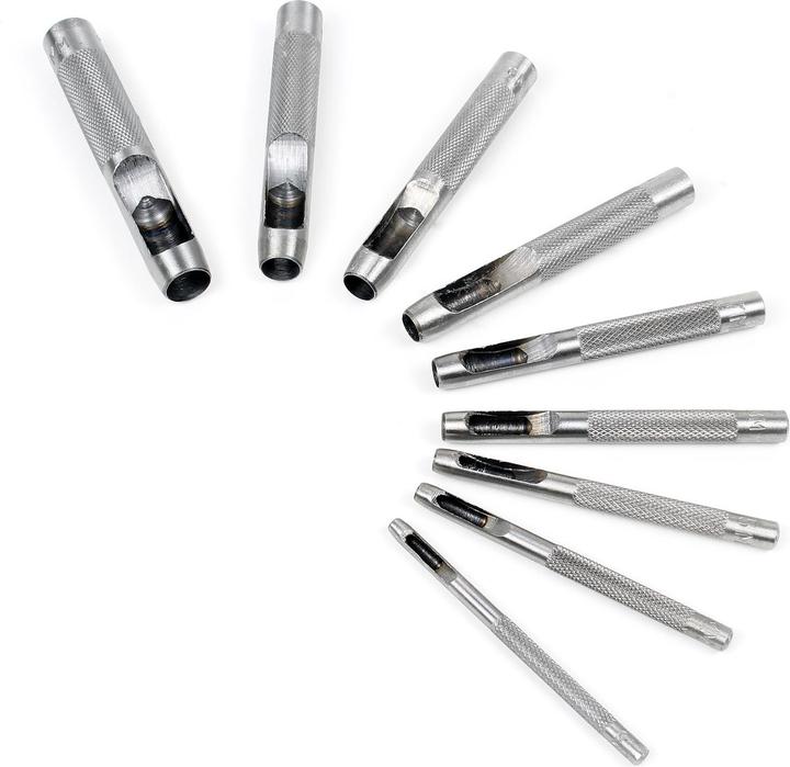Image du produit XPOtool Wiltec Jeu Poinçons de cuir 3-12mm 9 pcs. Acier au carbone Cuir Caoutchouc Plastique souple Outil Br