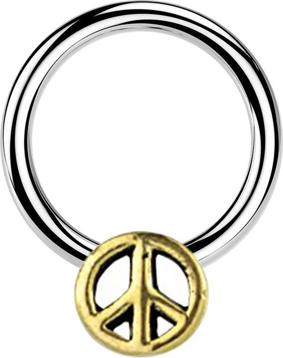 Image du produit Star Piercing Closure Anneau argenté Peace doré (Laiton, Acier chirurgical 316L)