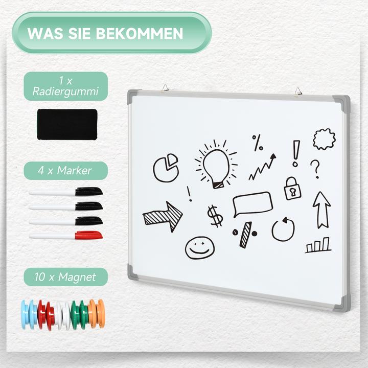 Image du produit Homcom Tableau blanc avec effaceur à sec, aimants et stylos (90 x 60 cm)