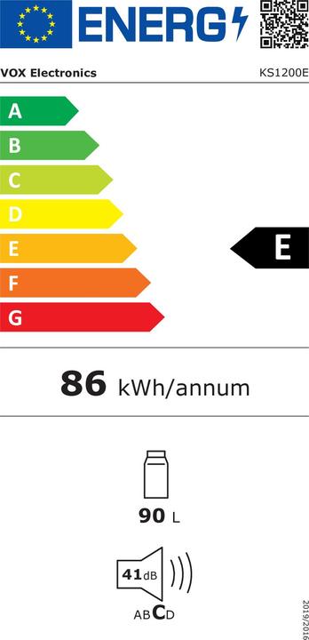 Energy Label Vox Refrigerator KS 1200 E (E, H: 90 L, Višina: 82.1 cm)