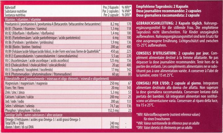 Nutritional values and ingredients Natalben Mama Quatrefolic (1 Piece, Capsules, 132 g)