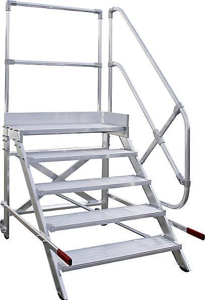 Immagine prodotto Munk Piattaforma di lavoro mobile, larghezza gradini 1000 mm, alluminio nervato 5 gradini (Ponteggio, 151.50 cm)