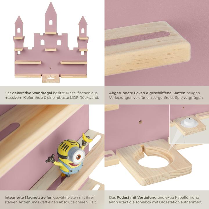 Image du produit tectake Étagère murale MyLittleStory Princess Castle, jusqu'à 22 Tonies