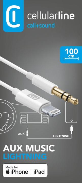 Image du produit Cellularline Lightning – 3.5 mm Klinke (1 m, Lightning, Jack 3,5 mm (AUX))