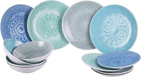 Villa D'Este Home Tivoli Luxury Tafelservice aus Steingut, 12tg (4 Piece)