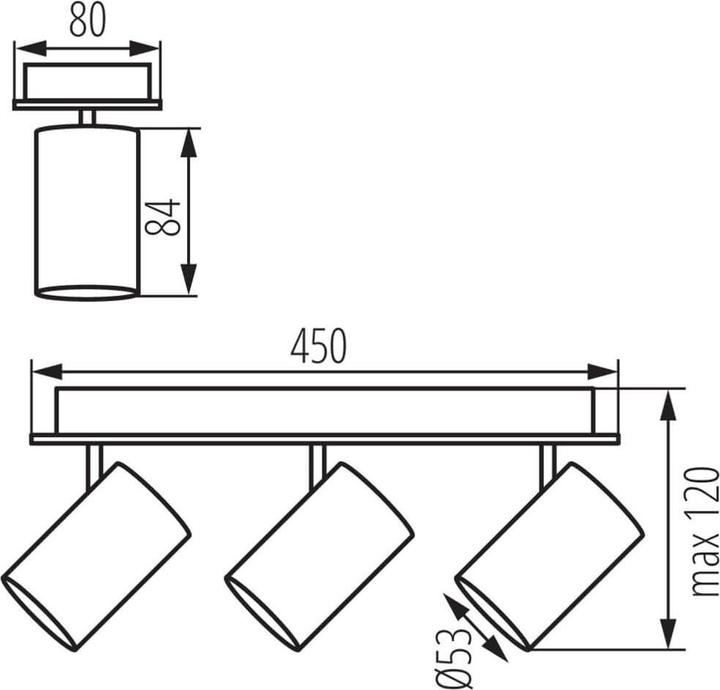 Produktbild Kanlux Wand-Deckenleuchte EVALO GU10 Schwarz 3x 35695 (GU10)