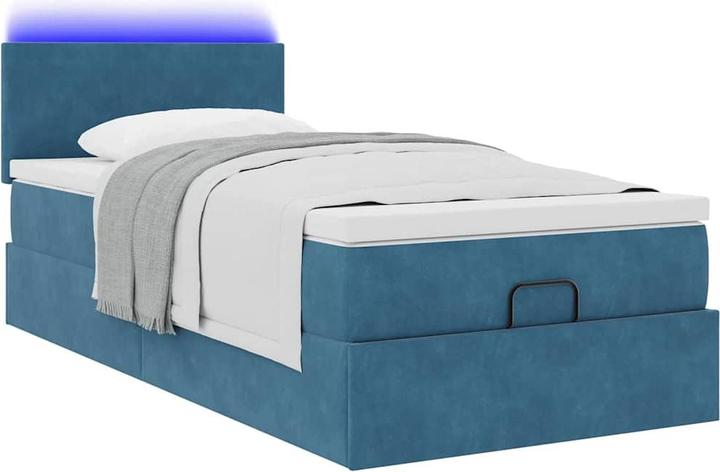 Actual product image VidaXL Ottoman bed with mattress dark blue 90x200 cm velvet (90 x 200 cm)