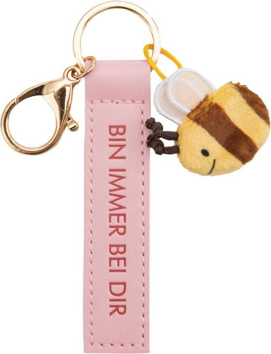 Magni NICI Schlüsselanhänger Bin immer bei dir Kunstlederband mit Biene rosa 10cm