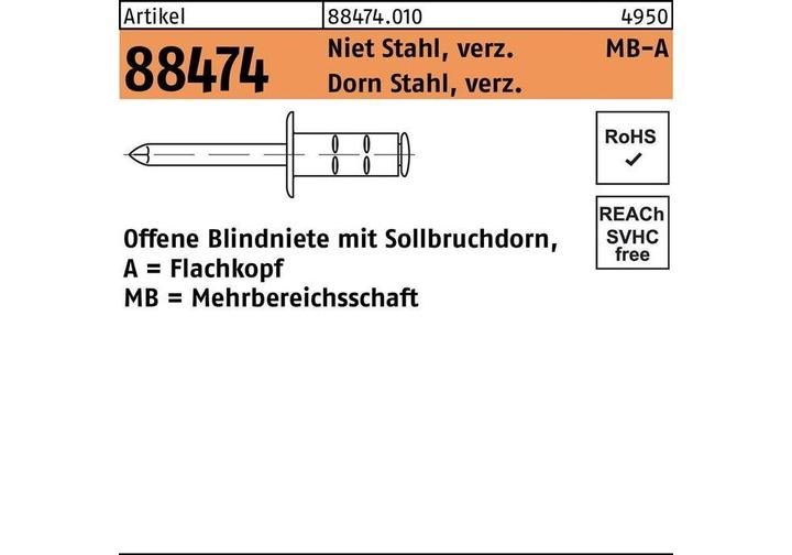 Productafbeelding Gesipa 216710093 Polygrip-Blindniet 4,0 x 17 Stahl 500 Stück